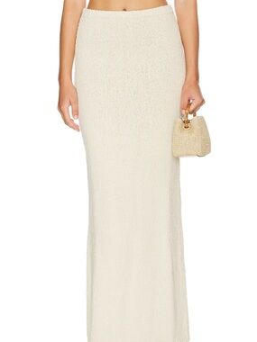Lovers + Friends Cream Bouclé Maxi Skirt